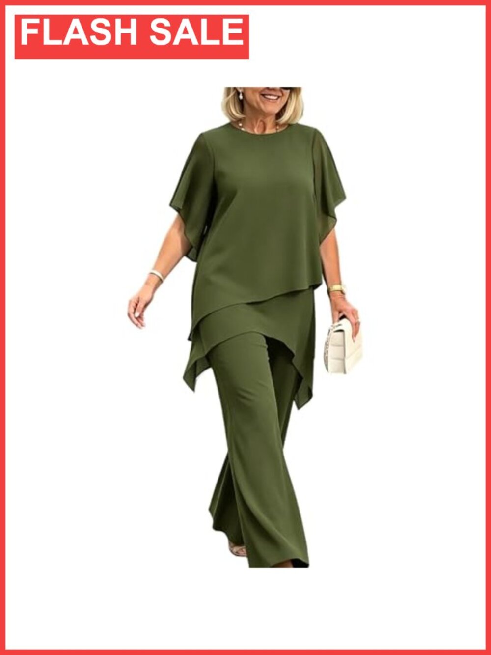 Women's Chiffon Pant Suit 2 Piece Mother of Bride Wedding Guest
